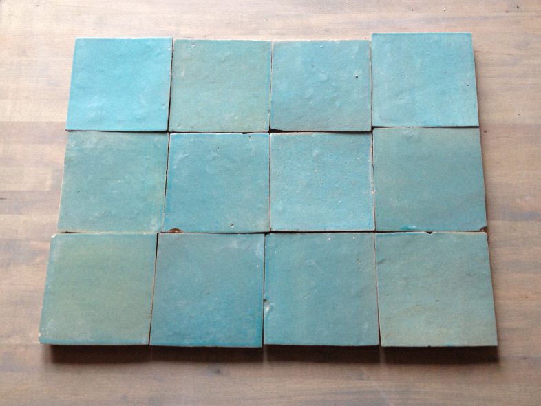 Authentiek licht turquoise genuanceerd 10x10 cm