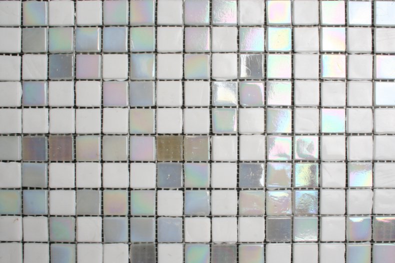 15mm glasmozaiek tegels - wit parelmoer mix