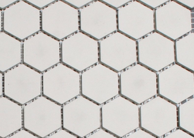 2.5 cm wit(ste) zeshoekig mozaiek