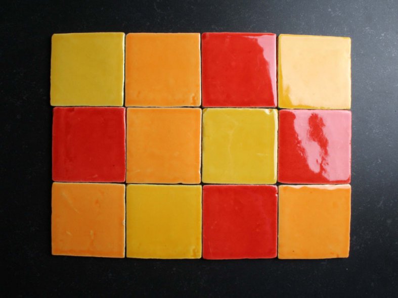 Ambachtelijke rood geel oranje mix 10x10 cm