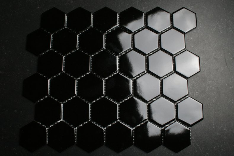 50mm Zwart GLANS zeshoekige mozaiek tegels