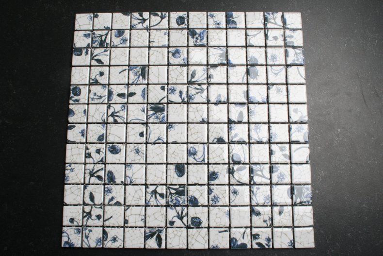 bloemetjes blauw mozaiek 2.3x2.3 cm