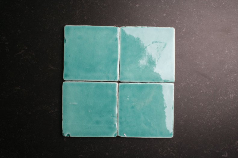 Handvorm 10x10 zee blauwe tegels