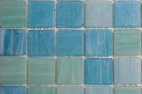 Blauw turquise mix op papieren drager - zwembadmozaiek